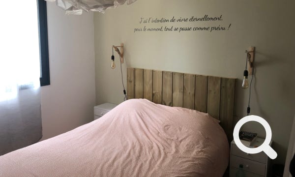La chambre "le Céou" dispose d'un lit double, d'un dressing, d'une télé et d'un ventilateur -Calama Selva - Vitrac - Location saisonnière - Calama Selva - Vitrac proche Sarlat- Dordogne