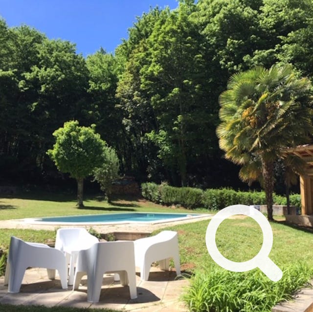 Vue sur la piscine de la petite terrasse -  Calama Selva - Vitrac - Location saisonnière - Calama Selva - Vitrac proche Sarlat - Périgord Noir - Dordogne